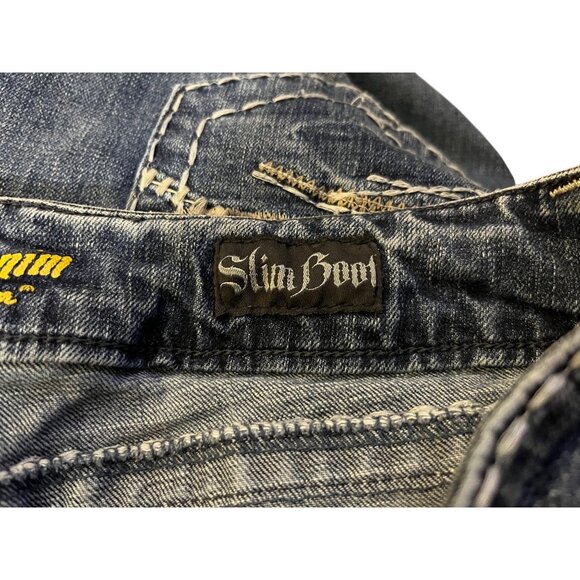 Wrangler Rock 47 Slim Boot Jeans Mens 34x34 Western MRB47MU Dark Wash Denim - Picture 8 of 16